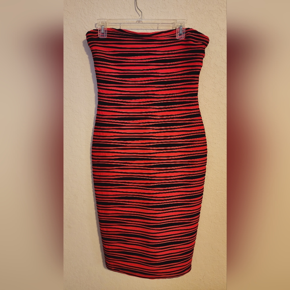 Red/ white striped dress